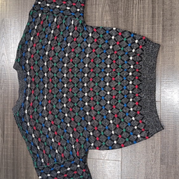 Vintage Scandia Wool Knit Cardigan Relaxed Grandpa Sweater Mens XL Grey Multi - Picture 7 of 12